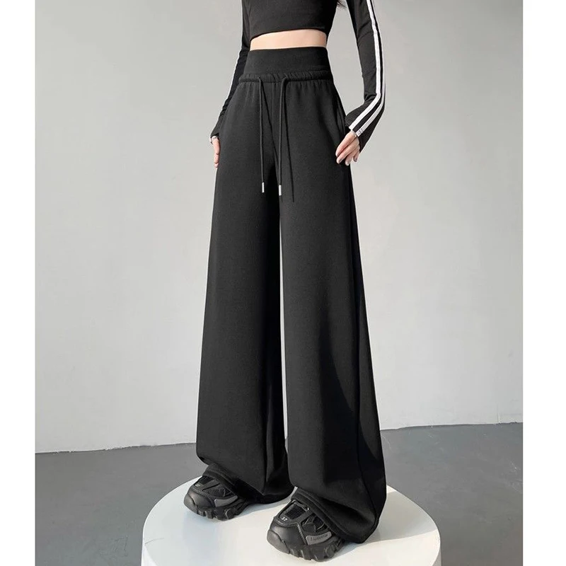 Hot Sale Women Classic High Waist Trousers Girls Loose Fit Wide Leg Casual Pants Female Chic Korean Home Daily Sweatpants