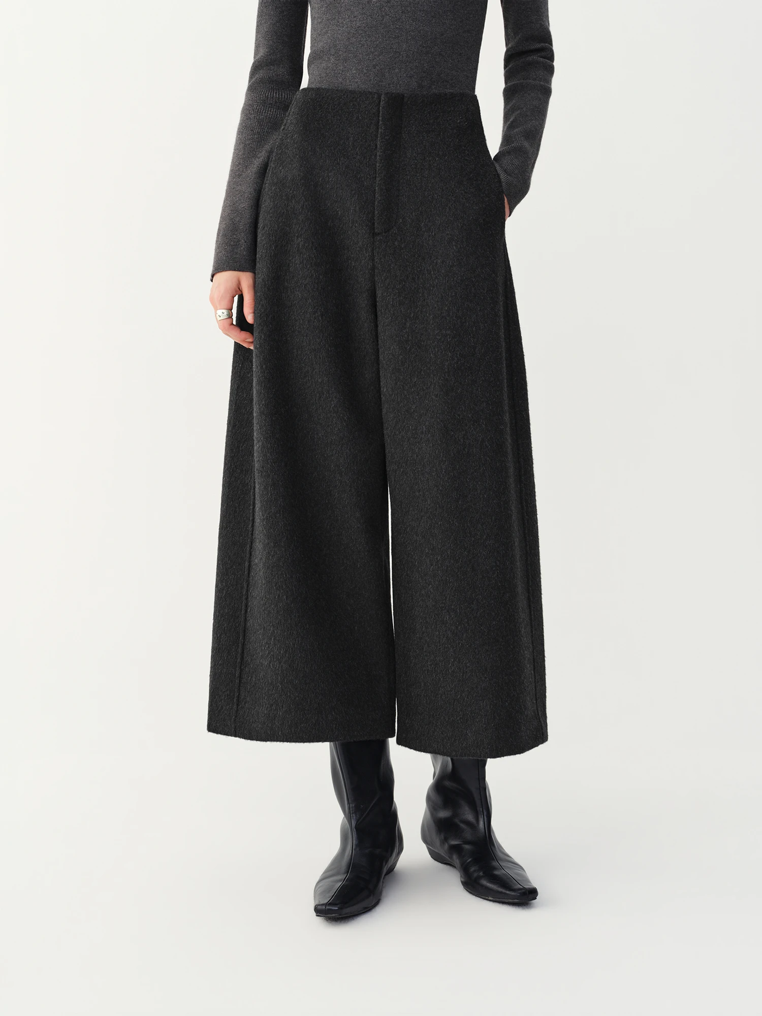 FSLE Women's Wide-leg Straight-leg Slim-fit Casual Pants with No Waistband New Style for Winter 2026 Unisex British Stylish