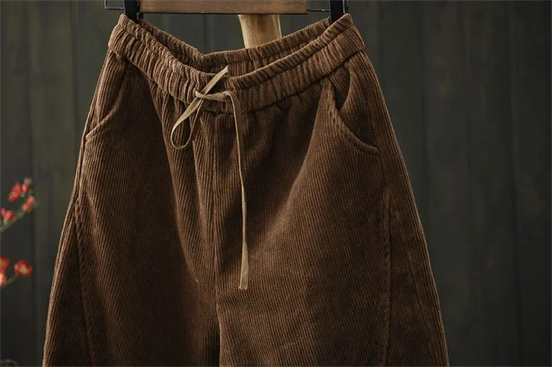 Autumn Winter Female Loose Thicken Pant Ladies High Waist Corduroy Trousers Women Large Size 4XL Casual Carrot Pantalons