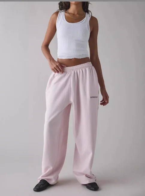 M6067 Striped Wide Leg Sports Pants For Women In Spring And Autumn, Loose And Slimming, Straight Leg Casual Pants With A Sense O
