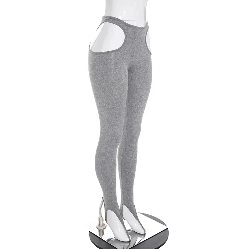 Joskaa Sexy Waist Cutout Leggings Foot Stirrup Skinny Pants Casual Workout Gym Sport Bottoms Women Stretch Tight Yoga Trousers