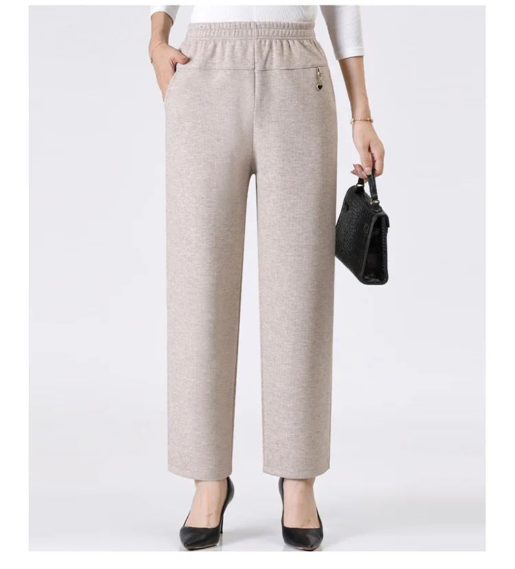 Women Trousers New Autumn Winter Pants Elastic High Waist Mother Casual Pants Female Velvet Straight Pants Oversize 6XL 7XL 8XL