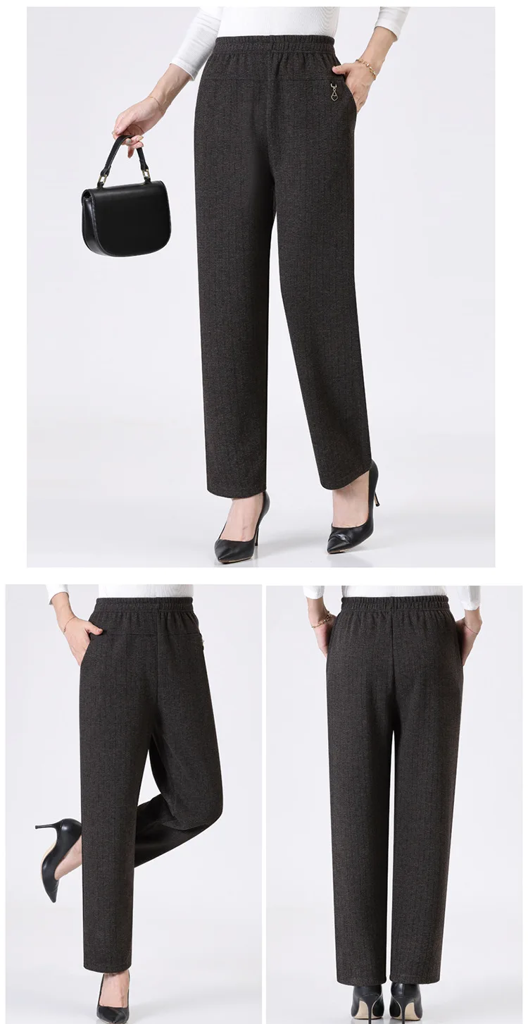 Women Trousers New Autumn Winter Pants Elastic High Waist Mother Casual Pants Female Velvet Straight Pants Oversize 6XL 7XL 8XL