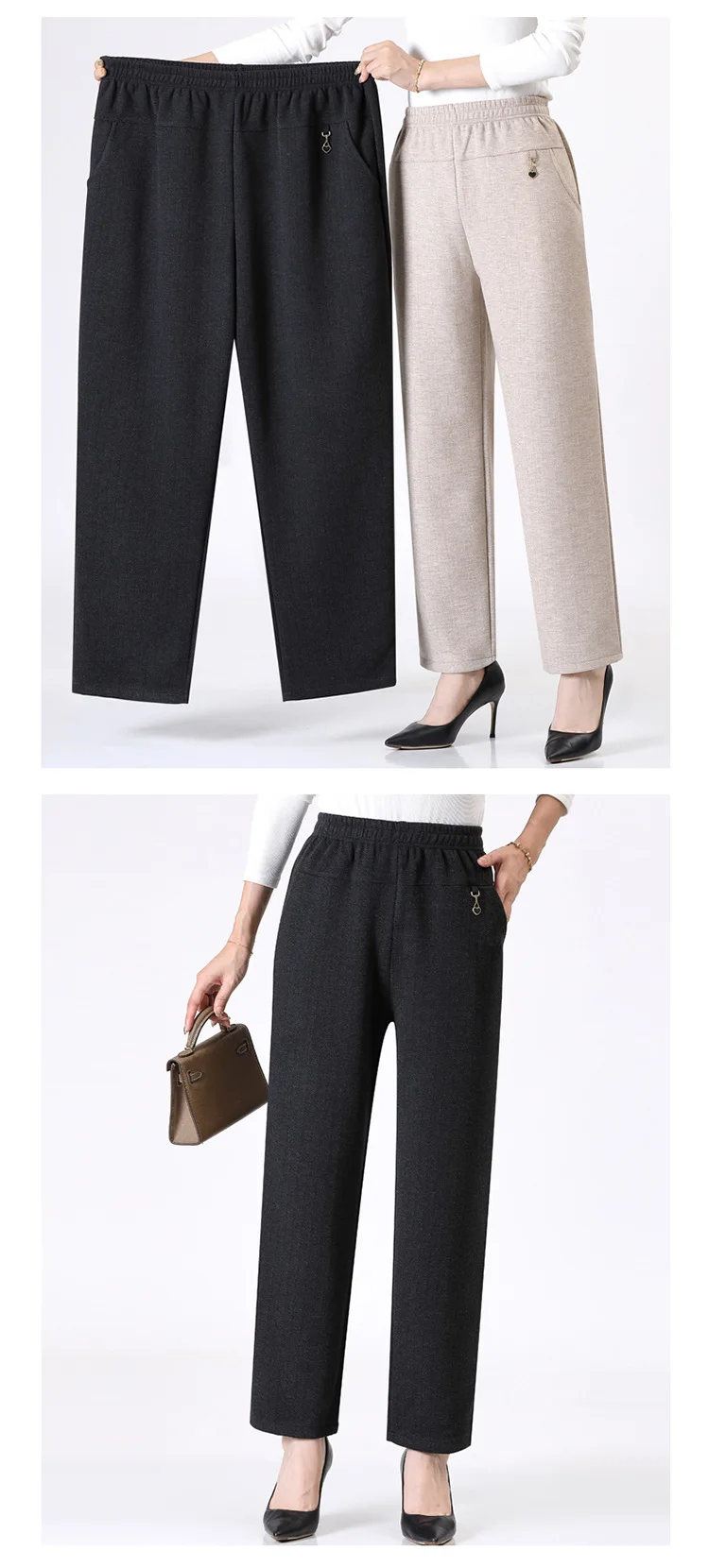 Women Trousers New Autumn Winter Pants Elastic High Waist Mother Casual Pants Female Velvet Straight Pants Oversize 6XL 7XL 8XL
