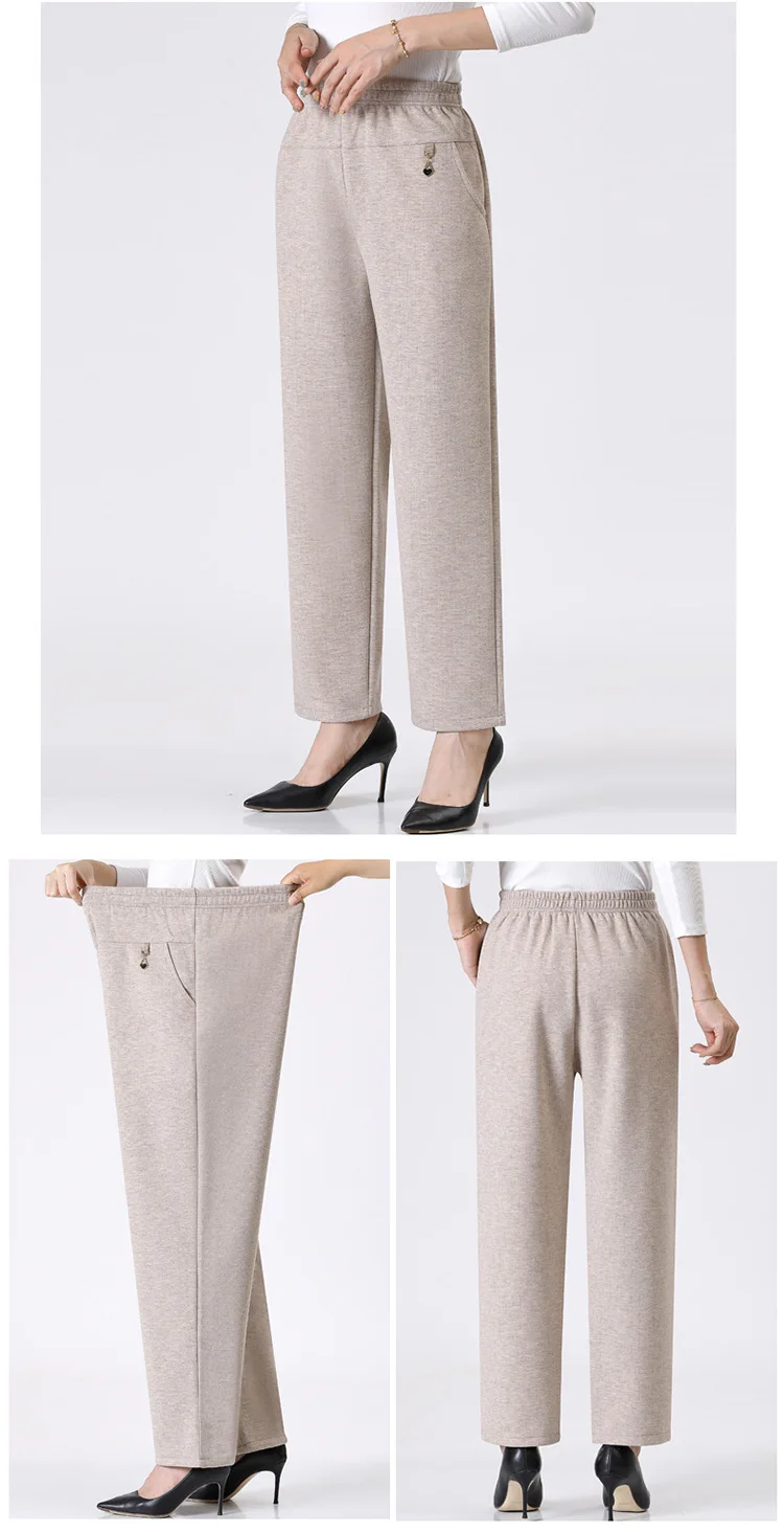 Women Trousers New Autumn Winter Pants Elastic High Waist Mother Casual Pants Female Velvet Straight Pants Oversize 6XL 7XL 8XL