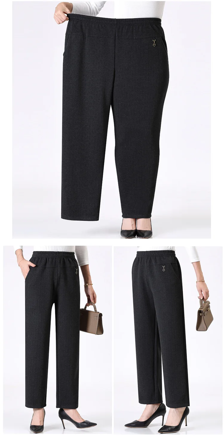 Women Trousers New Autumn Winter Pants Elastic High Waist Mother Casual Pants Female Velvet Straight Pants Oversize 6XL 7XL 8XL