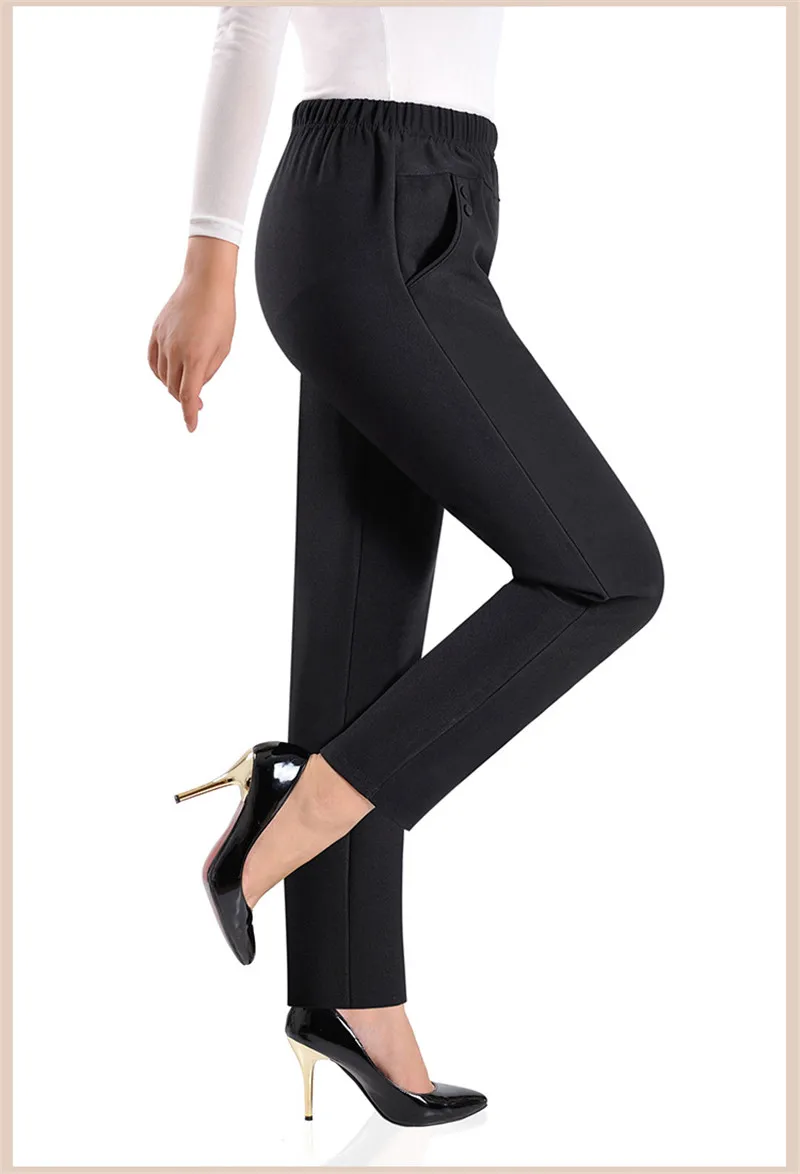 2022 NEW Autumn Women Trousers Oversize Elastic High Waist Loose Casual Pants Middle-aged Female Winter Warm Stretch Pants 8XL