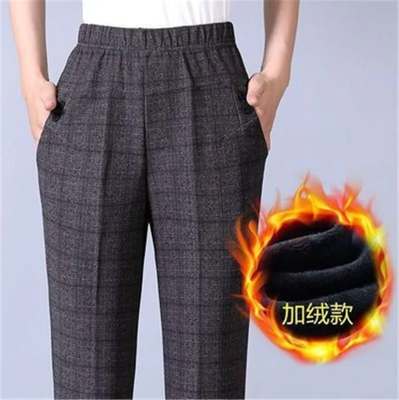 2022 NEW Autumn Women Trousers Oversize Elastic High Waist Loose Casual Pants Middle-aged Female Winter Warm Stretch Pants 8XL