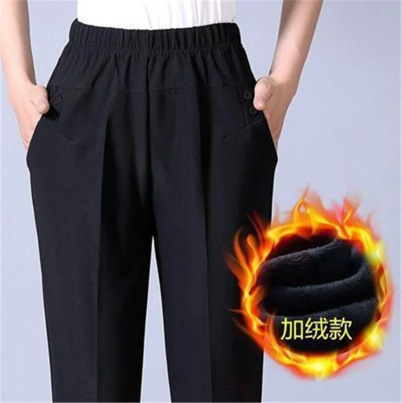 2022 NEW Autumn Women Trousers Oversize Elastic High Waist Loose Casual Pants Middle-aged Female Winter Warm Stretch Pants 8XL