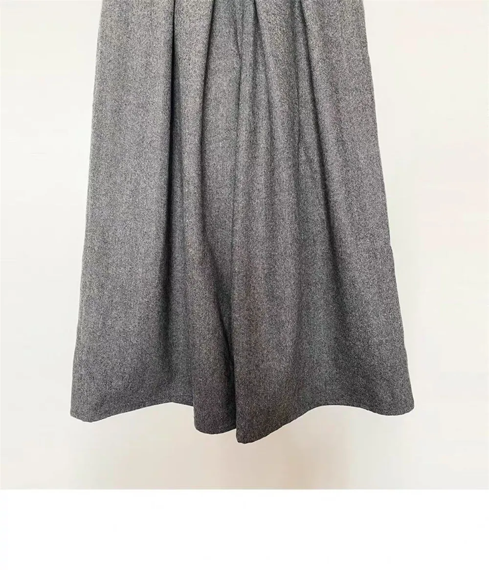 Loose Woolen Wide Leg Skirts Pants Women Pleated Casual Pants Winter Autumn Straight Trousers Elastic High Waist Fat Leg Pants