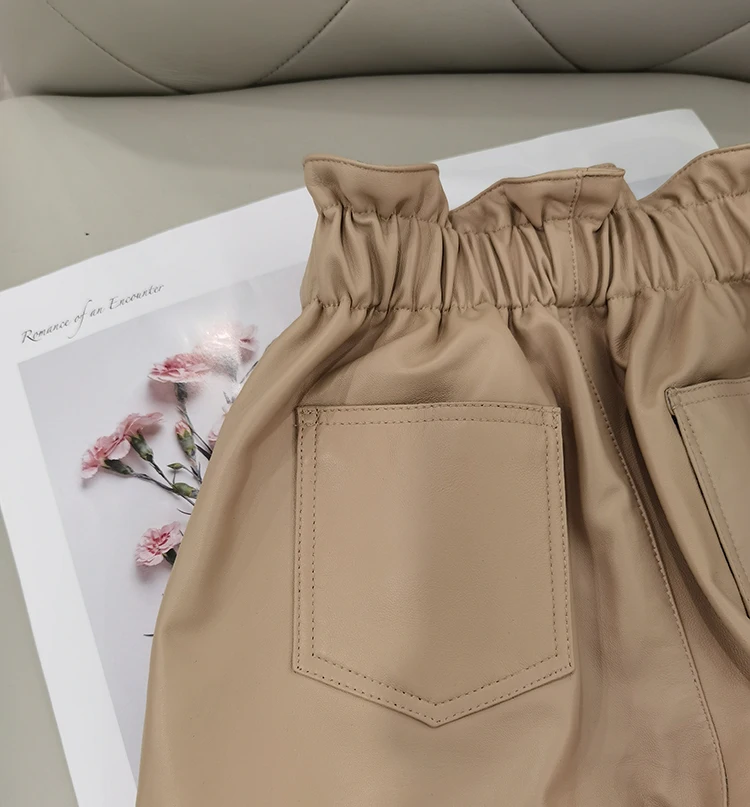 Genuine Leather Pants Women Winter 2026 New Fashion Elastic High Waist Pants Women Harem Pants Casual Trouser Female
