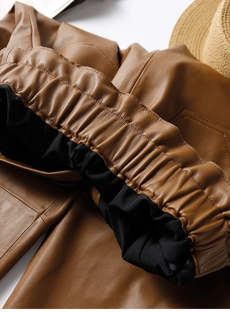 Genuine Leather Pants Women Winter 2026 New Fashion Elastic High Waist Pants Women Harem Pants Casual Trouser Female