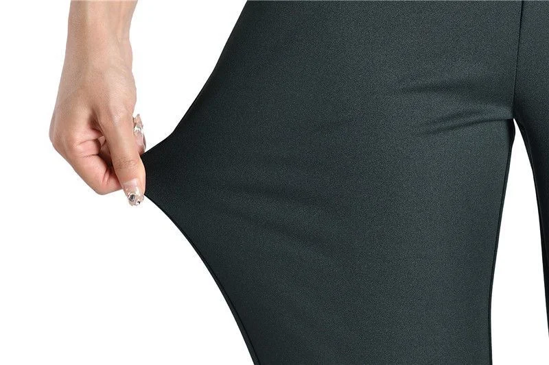 Mother Straight Pants Middle Aged Female Stretch Trousers Autumn Winter Thicken Elastic Waist Women Casual Pantalones 6antalones