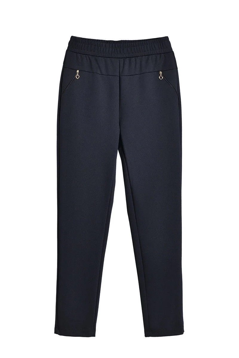 Mother Straight Pants Middle Aged Female Stretch Trousers Autumn Winter Thicken Elastic Waist Women Casual Pantalones 6antalones