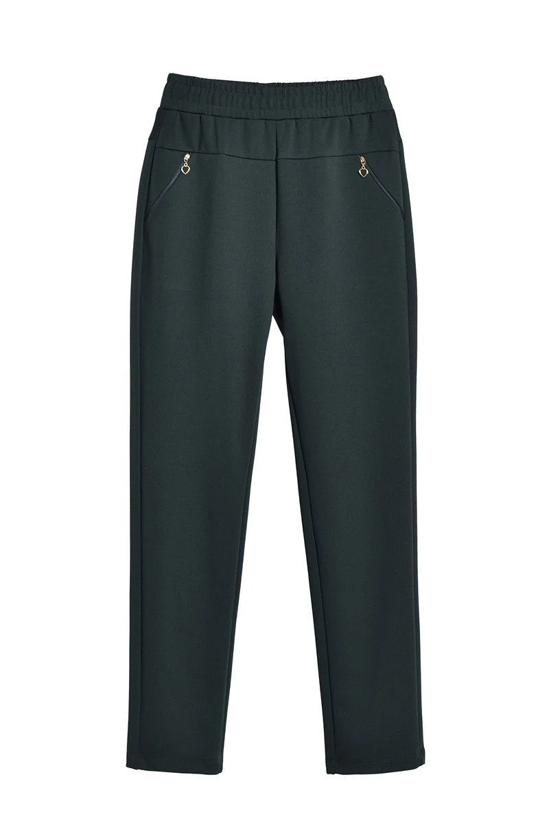 Mother Straight Pants Middle Aged Female Stretch Trousers Autumn Winter Thicken Elastic Waist Women Casual Pantalones 6antalones