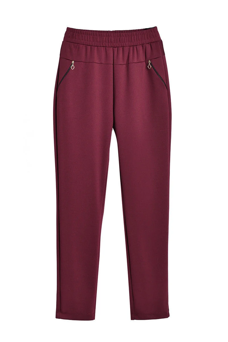 Mother Straight Pants Middle Aged Female Stretch Trousers Autumn Winter Thicken Elastic Waist Women Casual Pantalones 6antalones
