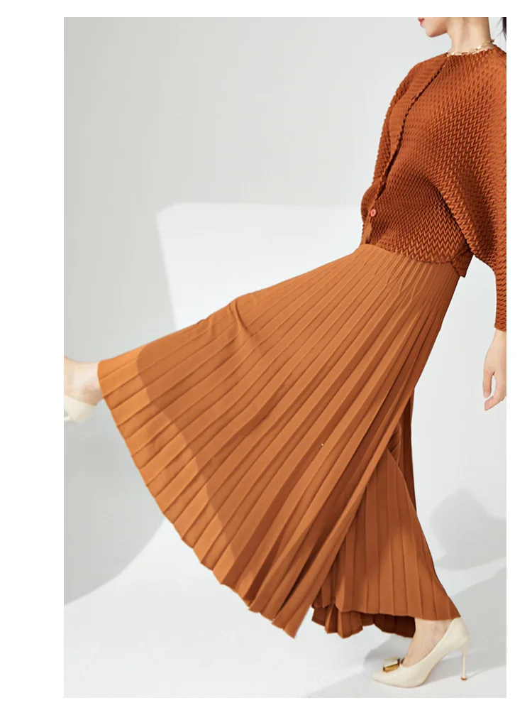 LANMREM niche design pleated pants for women 2025 new loose casual wide leg elastic waist trousers spliced tide straight 2DB2555