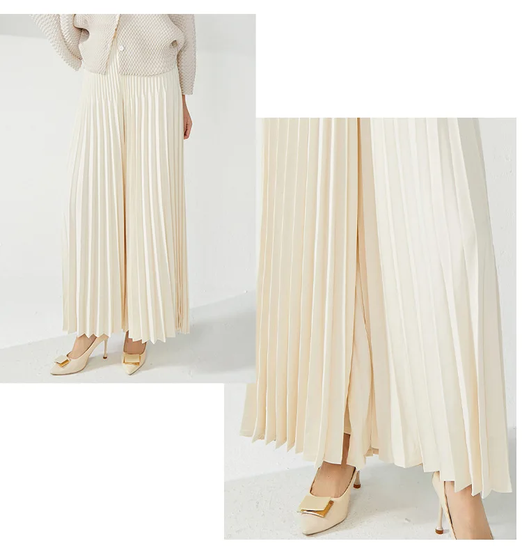 LANMREM niche design pleated pants for women 2025 new loose casual wide leg elastic waist trousers spliced tide straight 2DB2555
