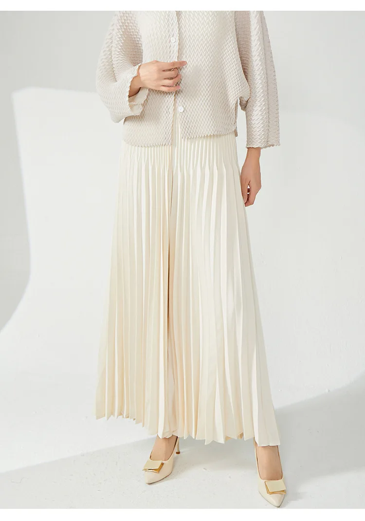 LANMREM niche design pleated pants for women 2025 new loose casual wide leg elastic waist trousers spliced tide straight 2DB2555