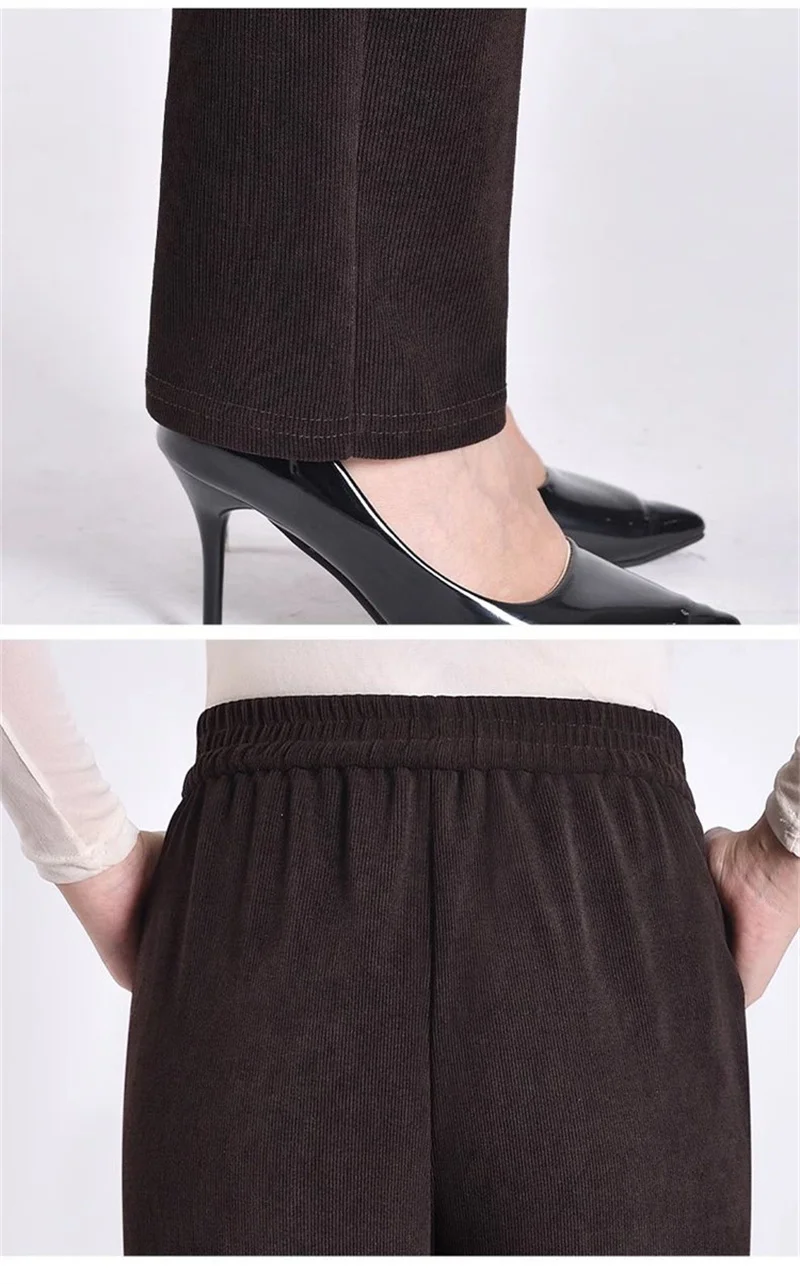 Extra Large 8XL Women Trousers Elastic High Waist Mothers Pants Autumn Female Casual Long Straight Pants Winter Warm Cotton Pant