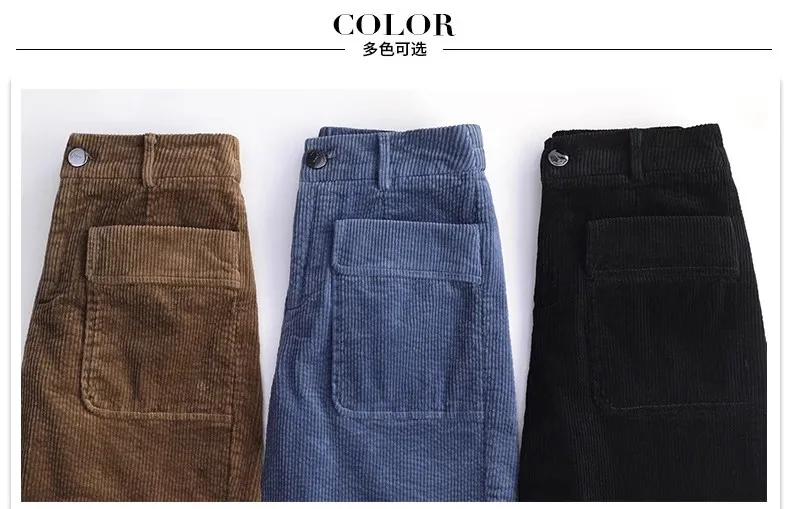 Corduroy Bermuda Shorts For Women Autumn New Korean High Waist Slim Loose Five-Point Casual Shorts Wide Leg Short Pants
