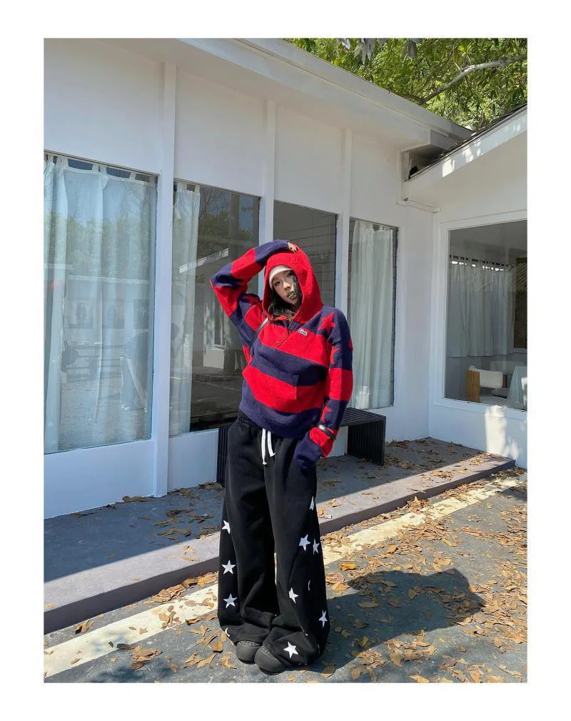 American Vintage Stars Sweatpants Women Oversize High Waist Y2K Yellow Pants Fall Winter Streetwear Female Retro Loose Trousers