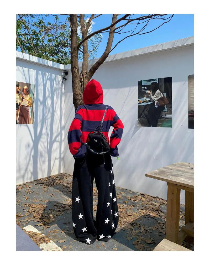 American Vintage Stars Sweatpants Women Oversize High Waist Y2K Yellow Pants Fall Winter Streetwear Female Retro Loose Trousers