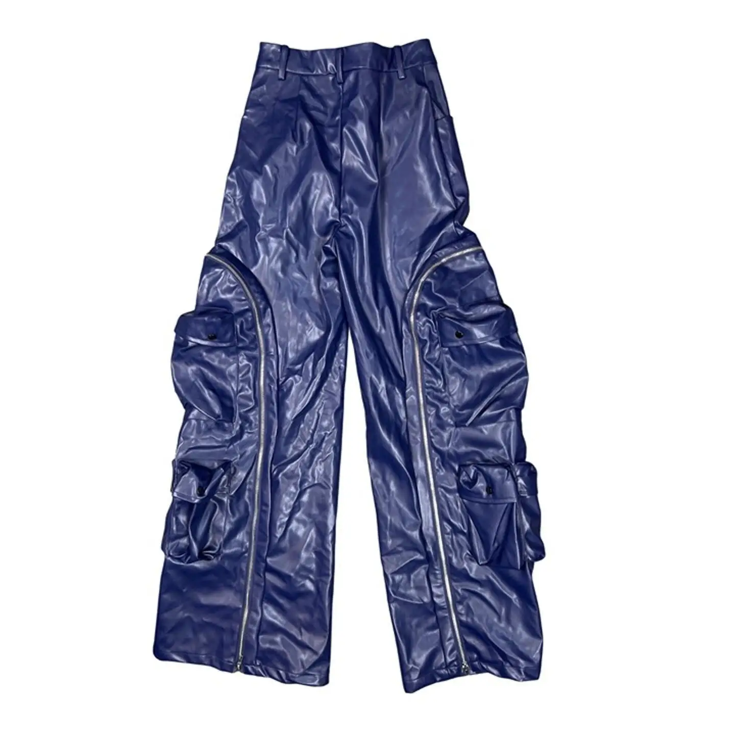 Leather PU Cargo Pants High Waist Y2K Streetwear 2025 Women Winter Fashion Clothes Trousers Sexy Elegant Wide Leg Pocket Pants