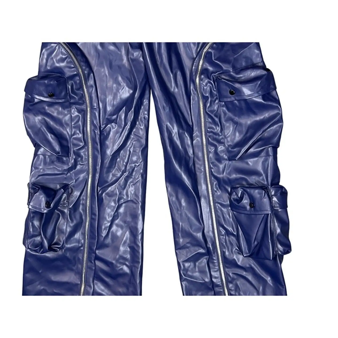 Leather PU Cargo Pants High Waist Y2K Streetwear 2025 Women Winter Fashion Clothes Trousers Sexy Elegant Wide Leg Pocket Pants