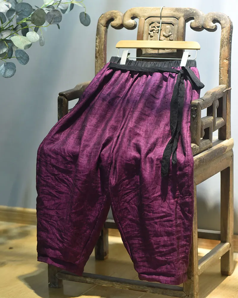 Johnature 2025 Autumn New Belt Wide Leg Pants For Women Solid Color Elastic Waist Trouser Loose Vintage Casual Female Pants
