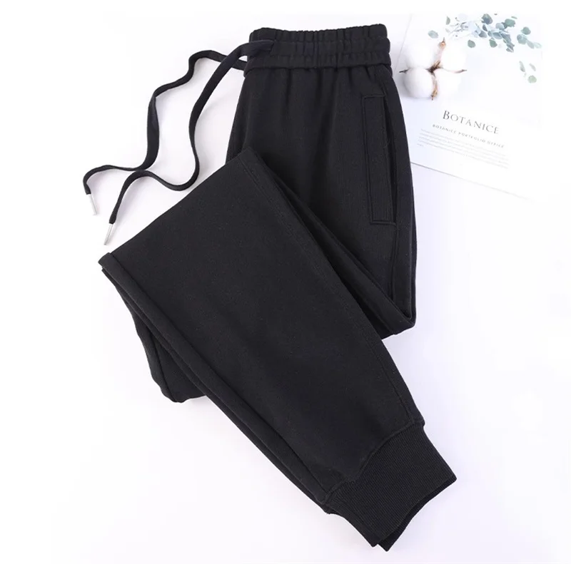 Casual Trousers Women's 100% Cotton Straight Pants Pink Sweatpants Loose Female Drawstring Bundle Foot Harem Pants Spring Autumn