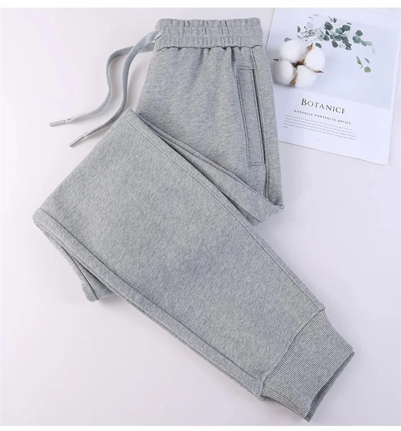 Casual Trousers Women's 100% Cotton Straight Pants Pink Sweatpants Loose Female Drawstring Bundle Foot Harem Pants Spring Autumn