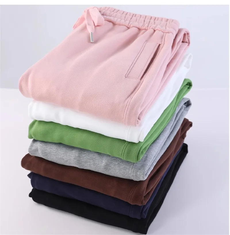 Casual Trousers Women's 100% Cotton Straight Pants Pink Sweatpants Loose Female Drawstring Bundle Foot Harem Pants Spring Autumn