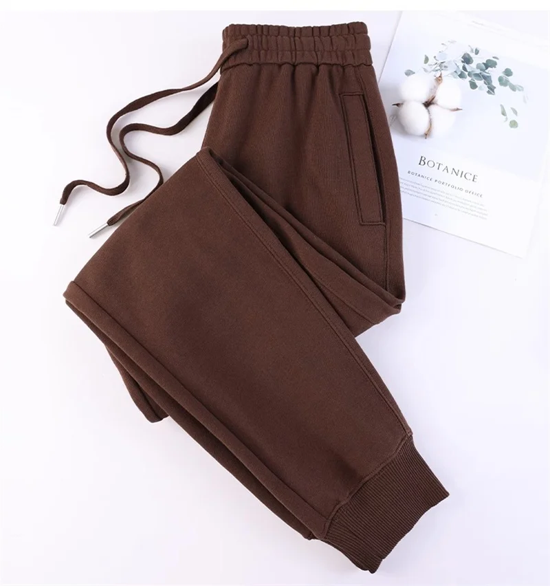 Casual Trousers Women's 100% Cotton Straight Pants Pink Sweatpants Loose Female Drawstring Bundle Foot Harem Pants Spring Autumn