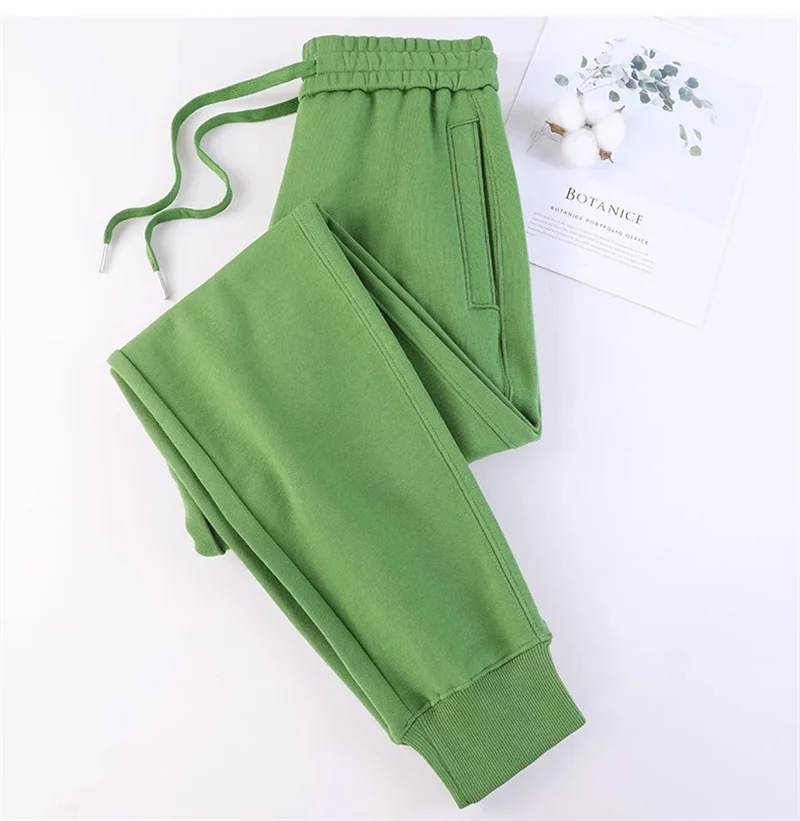 Casual Trousers Women's 100% Cotton Straight Pants Pink Sweatpants Loose Female Drawstring Bundle Foot Harem Pants Spring Autumn