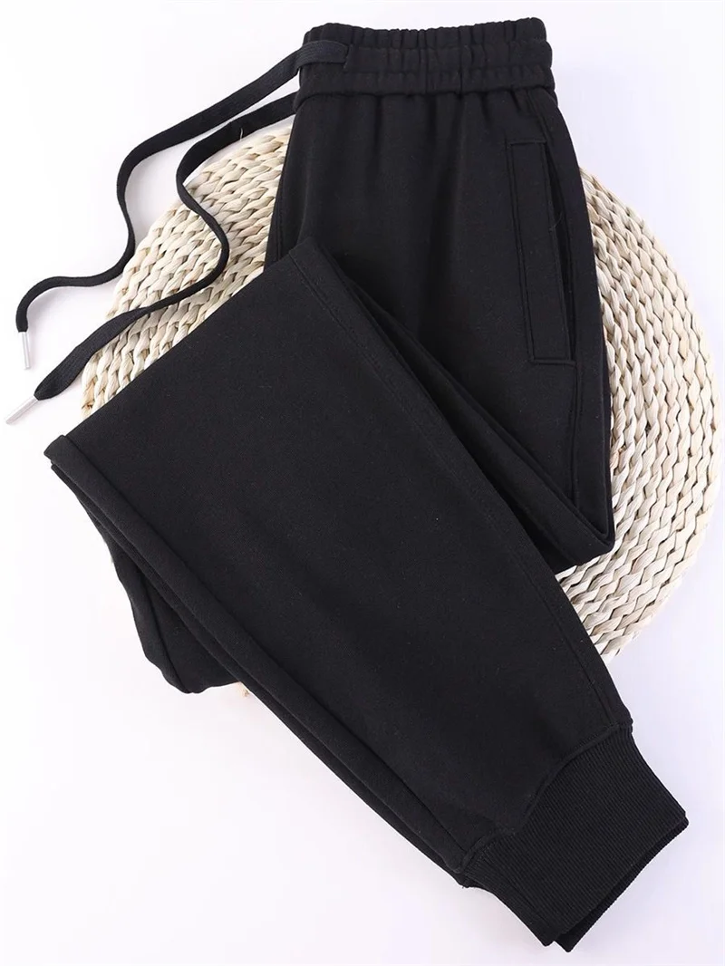 Casual Trousers Women's 100% Cotton Straight Pants Pink Sweatpants Loose Female Drawstring Bundle Foot Harem Pants Spring Autumn