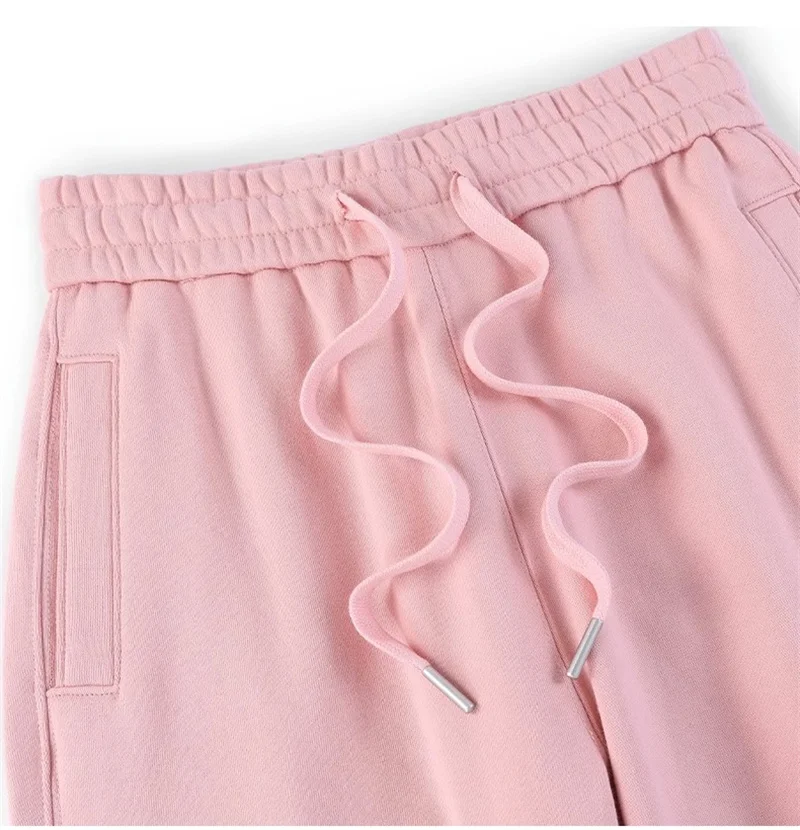 Casual Trousers Women's 100% Cotton Straight Pants Pink Sweatpants Loose Female Drawstring Bundle Foot Harem Pants Spring Autumn