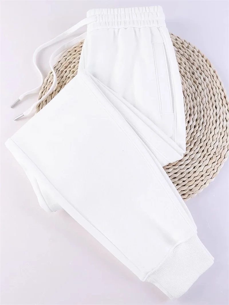 Casual Trousers Women's 100% Cotton Straight Pants Pink Sweatpants Loose Female Drawstring Bundle Foot Harem Pants Spring Autumn