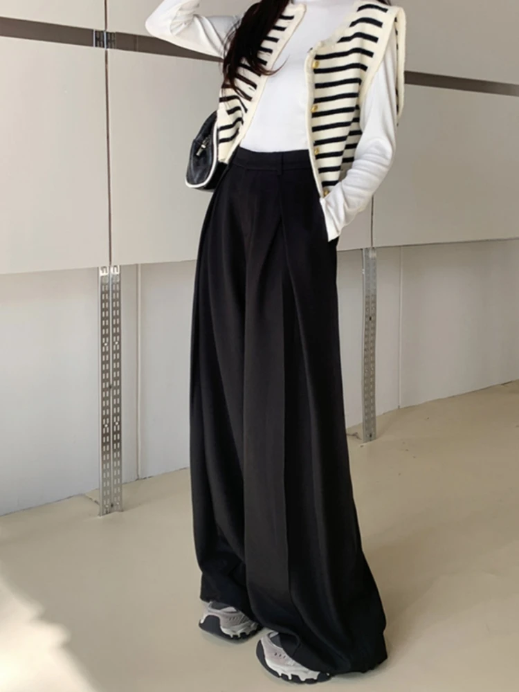 Matakawa Wide Leg Pants Women Spring Summer Loose Solid High Waist Pantalones De Mujer Korean Fashion Basics Casual Trousers