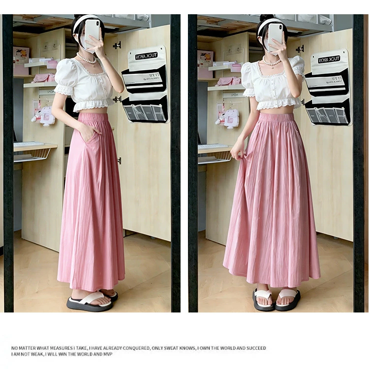 Summer Women Wide Leg Pants Ice Silk Breathable Long Skirt Pants Elastic Waist Casual Culottes Loose Solid Palazzo Trousers 2026