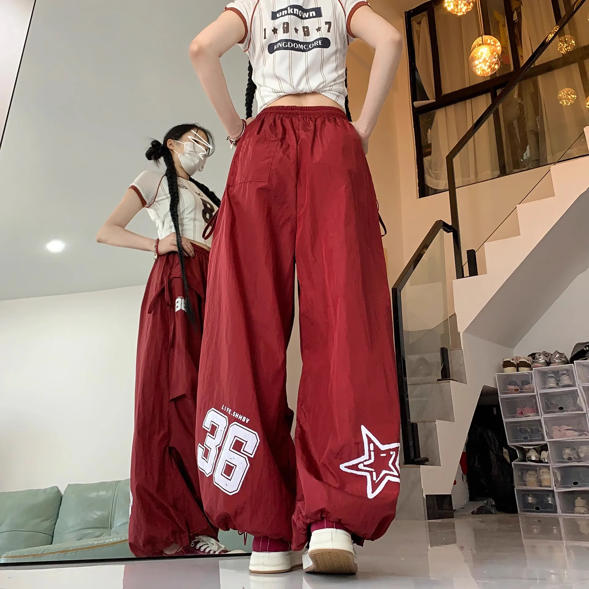 Y2K Streetwear Dance Pants Women Hip Hop Jazz Wide Leg Quick Dry Sports Trousers Casual Workwear Summer Fashion