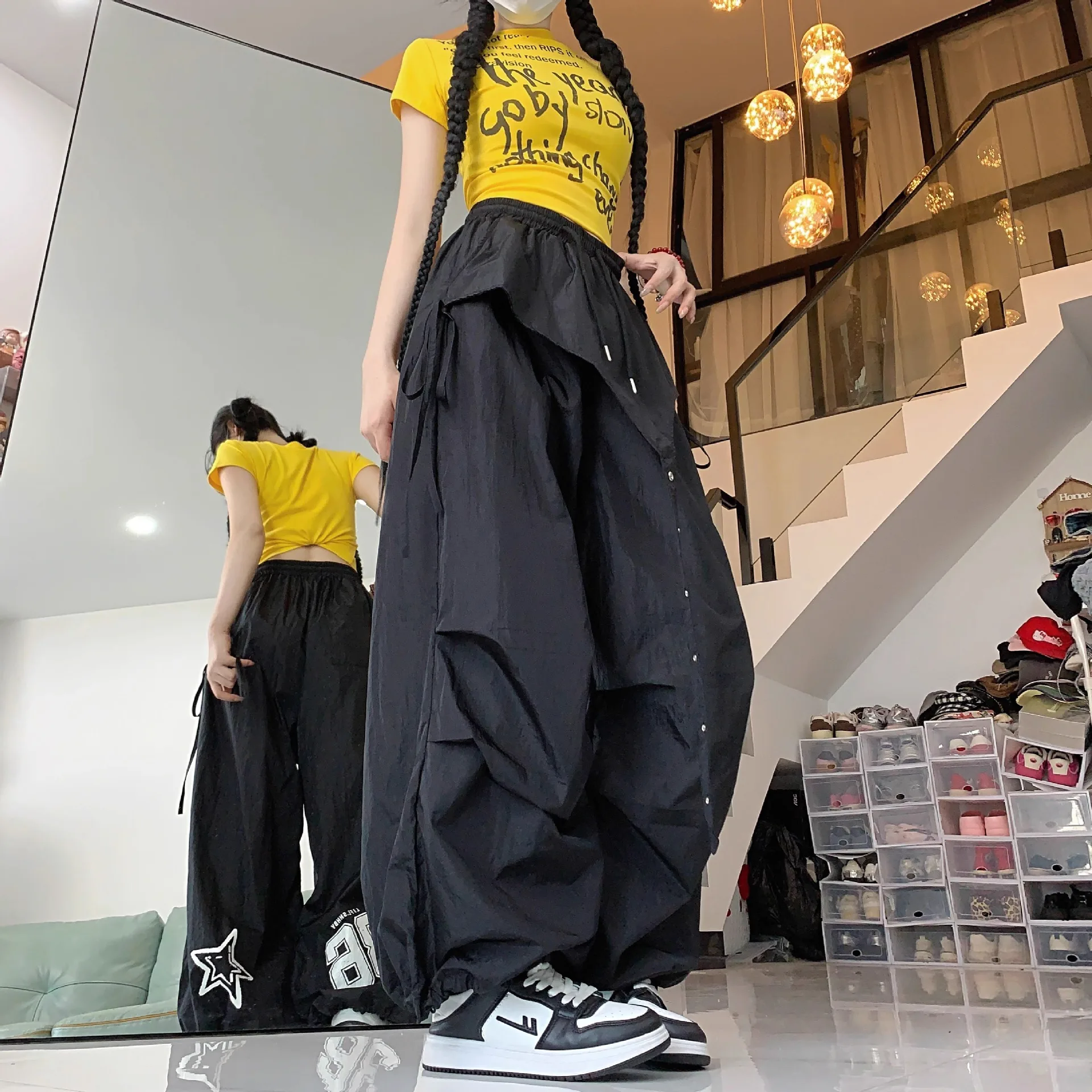 Y2K Streetwear Dance Pants Women Hip Hop Jazz Wide Leg Quick Dry Sports Trousers Casual Workwear Summer Fashion
