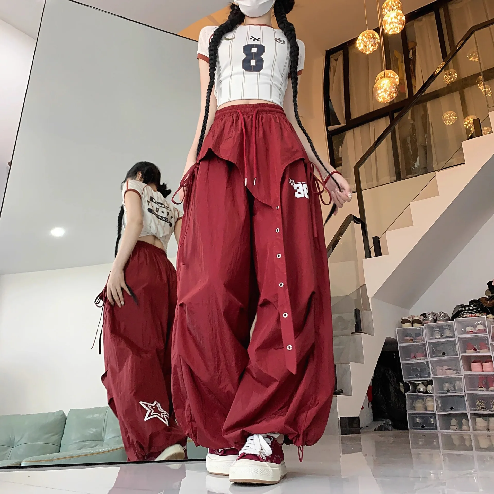 Y2K Streetwear Dance Pants Women Hip Hop Jazz Wide Leg Quick Dry Sports Trousers Casual Workwear Summer Fashion