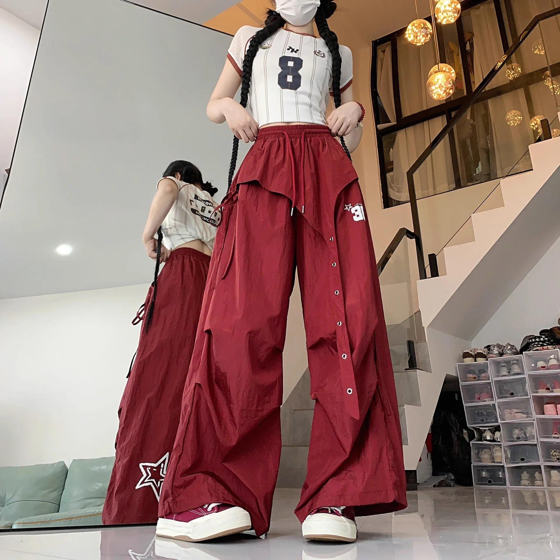 Y2K Streetwear Dance Pants Women Hip Hop Jazz Wide Leg Quick Dry Sports Trousers Casual Workwear Summer Fashion