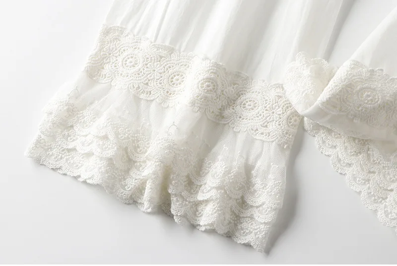 Spring Summer Fashion Home Wear Pants Women's Korean Style Elastic Waist Lace Embroidery Sweet Fresh Ankle Length Trouser Female