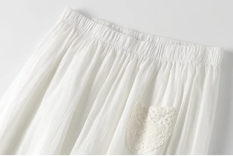Spring Summer Fashion Home Wear Pants Women's Korean Style Elastic Waist Lace Embroidery Sweet Fresh Ankle Length Trouser Female