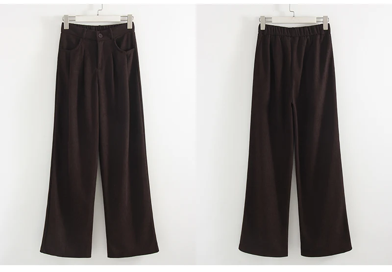Streamgirl Corduroy Straight Pants Women High Waist Casual Wide Leg Trousers Beige Spring Women Brown Pants Vintage Formal
