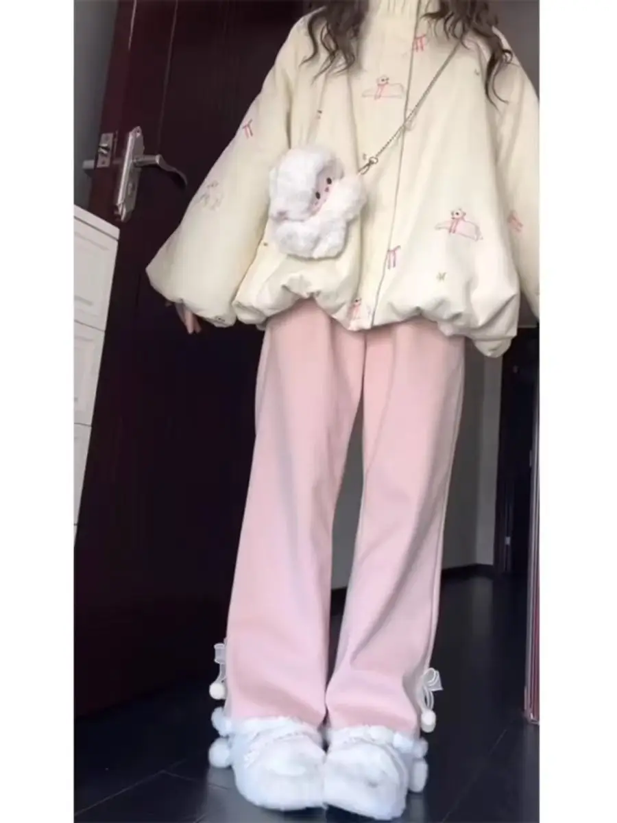 Japanese Kawaii Pants Full Length Women Cartoon Pattern Casual Sweet Harajuku Y2K Aesthetic Subculture Spring Cute Pants 2026