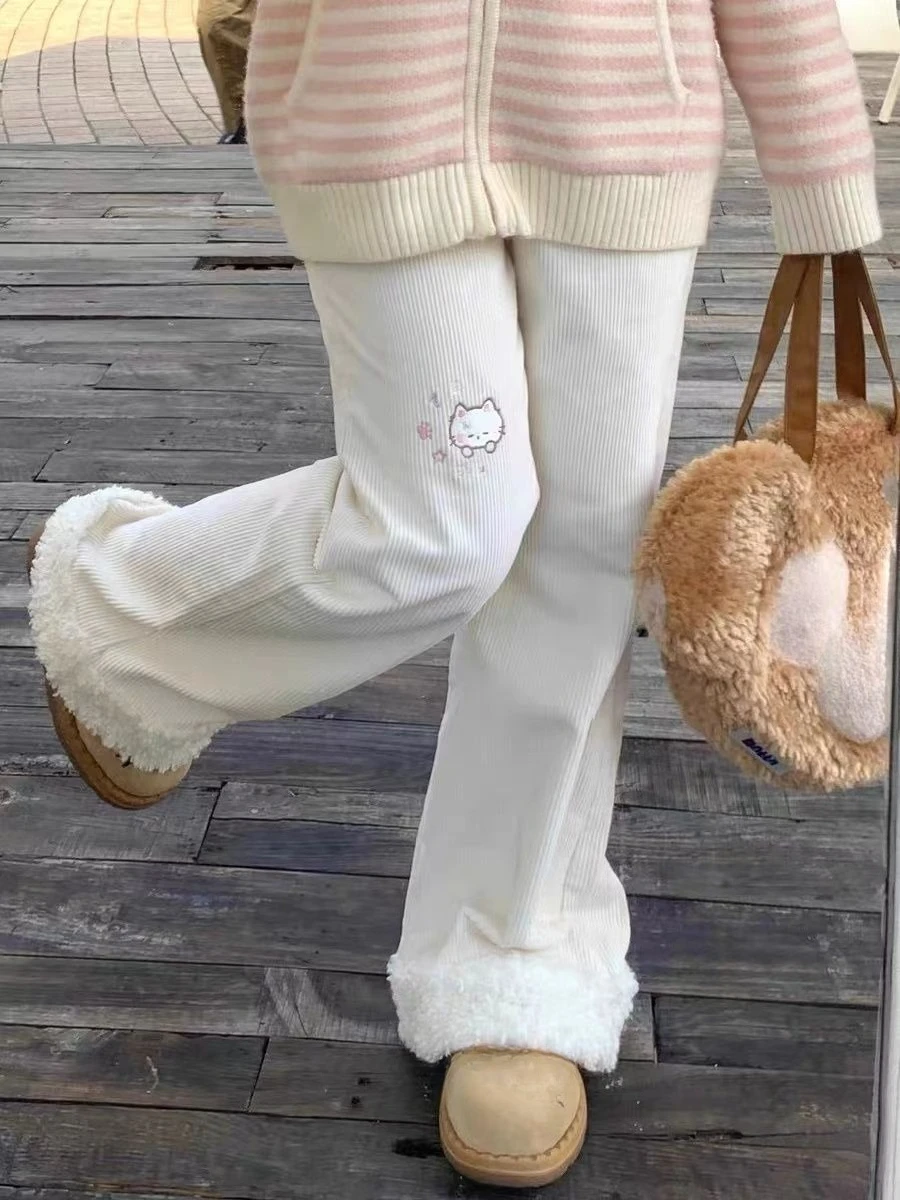 Japanese Kawaii Pants Full Length Women Cartoon Pattern Casual Sweet Harajuku Y2K Aesthetic Subculture Spring Cute Pants 2026