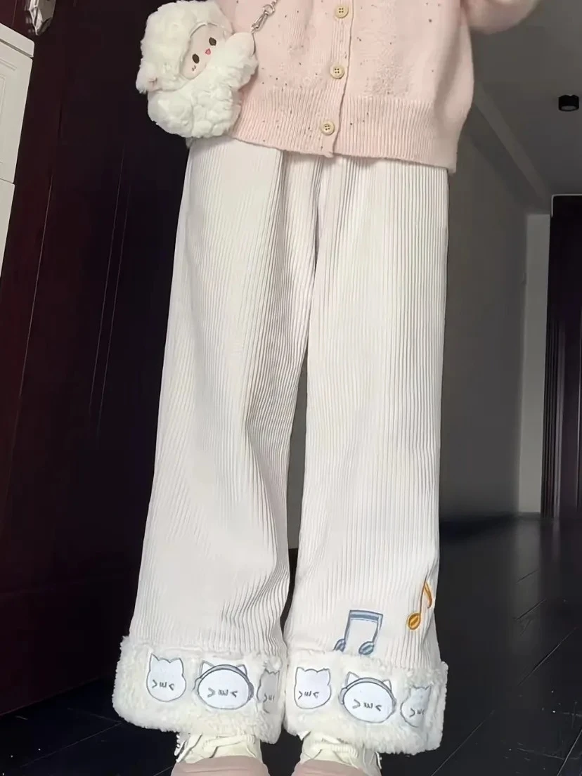 Japanese Kawaii Pants Full Length Women Cartoon Pattern Casual Sweet Harajuku Y2K Aesthetic Subculture Spring Cute Pants 2026